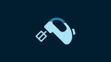 White Electric mixer icon isolated on blue background. Kitchen blender. 4K Video motion graphic animation.