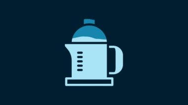 White French press icon isolated on blue background. 4K Video motion graphic animation.