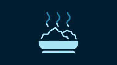 White Bowl of hot soup icon isolated on blue background. 4K Video motion graphic animation.