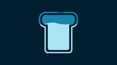 White Bread toast for sandwich piece of roasted crouton icon isolated on blue background. Lunch, dinner, breakfast snack. 4K Video motion graphic animation.