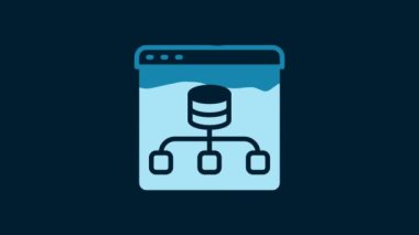 White Server, Data, Web Hosting icon isolated on blue background. 4K Video motion graphic animation.