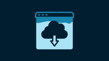 White Cloud download icon isolated on blue background. 4K Video motion graphic animation.