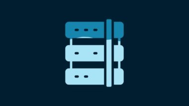 White Server, Data, Web Hosting icon isolated on blue background. 4K Video motion graphic animation.