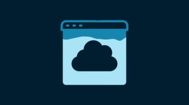 White Cloud technology data transfer and storage icon isolated on blue background. 4K Video motion graphic animation.