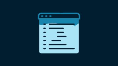 White Browser window icon isolated on blue background. 4K Video motion graphic animation.