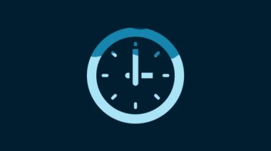 White Clock icon isolated on blue background. Time symbol. 4K Video motion graphic animation.