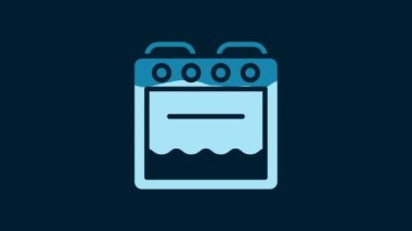 White Oven icon isolated on blue background. Stove gas oven sign. 4K Video motion graphic animation.