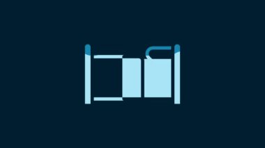 White Bed icon isolated on blue background. 4K Video motion graphic animation.