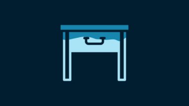 White Furniture nightstand icon isolated on blue background. 4K Video motion graphic animation.