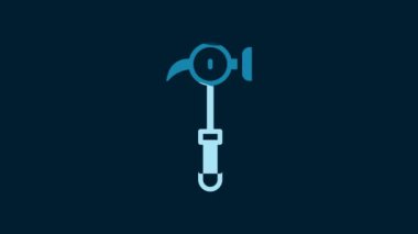 White Hammer icon isolated on blue background. Tool for repair. 4K Video motion graphic animation.