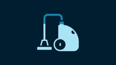 White Vacuum cleaner icon isolated on blue background. 4K Video motion graphic animation.