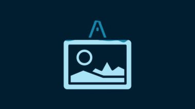 White Picture icon isolated on blue background. 4K Video motion graphic animation.