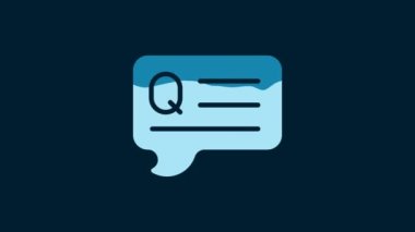 White Speech bubbles with Question icon isolated on blue background. FAQ sign. Chat speech bubble and chart. 4K Video motion graphic animation.