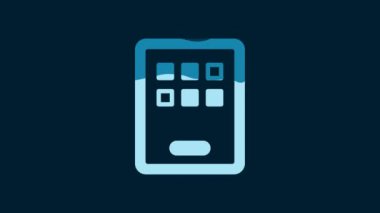 White Graphic tablet icon isolated on blue background. 4K Video motion graphic animation.