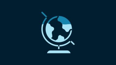White Earth globe icon isolated on blue background. 4K Video motion graphic animation.