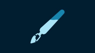 White Paint brush icon isolated on blue background. 4K Video motion graphic animation.