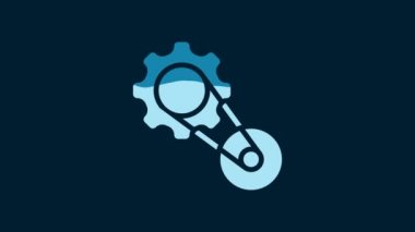 White Timing belt kit icon isolated on blue background. 4K Video motion graphic animation.