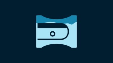 White Pencil sharpener icon isolated on blue background. 4K Video motion graphic animation.