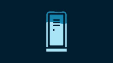 White Locker or changing room for hockey, football, basketball team or workers icon isolated on blue background. 4K Video motion graphic animation.