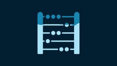 White Abacus icon isolated on blue background. Traditional counting frame. Education sign. Mathematics school. 4K Video motion graphic animation.