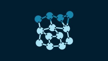 White Neural network icon isolated on blue background. Artificial intelligence AI. 4K Video motion graphic animation.