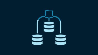 White Server, Data, Web Hosting icon isolated on blue background. 4K Video motion graphic animation.