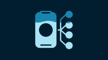 White Neural network icon isolated on blue background. Artificial intelligence AI. 4K Video motion graphic animation.