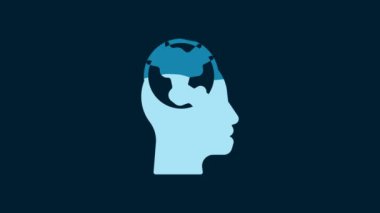 White Learning foreign languages icon isolated on blue background. Translation, language interpreter and communication. 4K Video motion graphic animation.