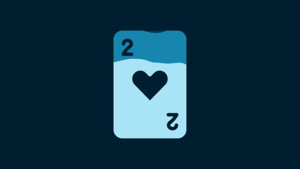 White Playing Card Heart Symbol Icon Isolated Blue Background Casino — Video
