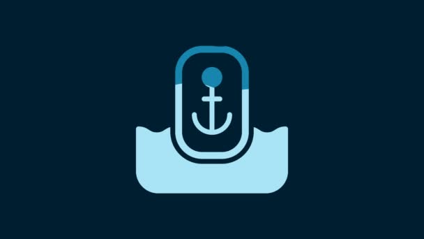 White Map Pointer Anchor Icon Isolated Blue Background Video Motion — Wideo stockowe