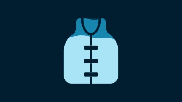 White Life Jacket Icon Isolated Blue Background Life Vest Icon — Stok video