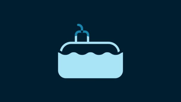 White Submarine Icon Isolated Blue Background Military Ship Video Motion — Video