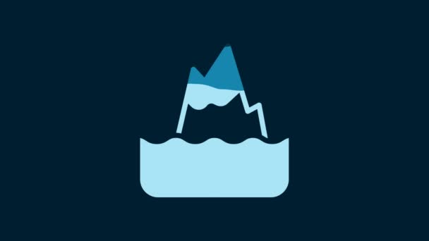 White Iceberg Icon Isolated Blue Background Video Motion Graphic Animation — Vídeo de Stock