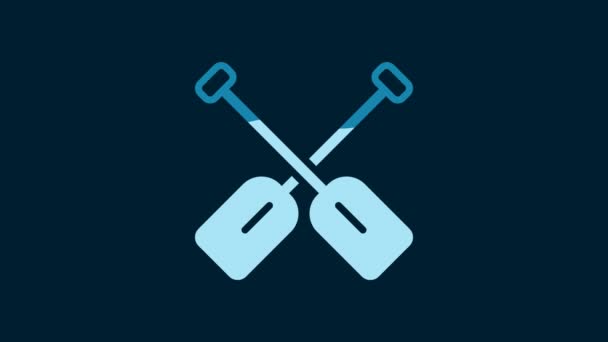 White Paddle Icon Isolated Blue Background Paddle Boat Oars Video — Stock videók