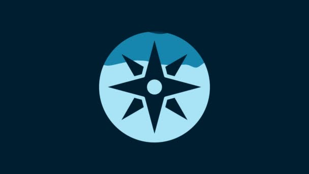 White Wind Rose Icon Isolated Blue Background Compass Icon Travel — Wideo stockowe