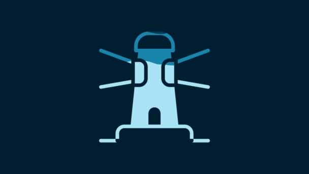 White Lighthouse Icon Isolated Blue Background Video Motion Graphic Animation — Wideo stockowe