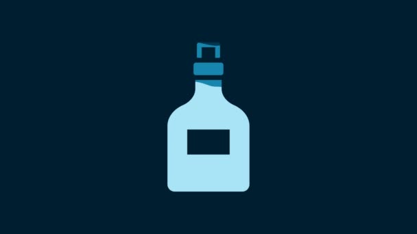 White Alcohol Drink Rum Bottle Icon Isolated Blue Background Video — Stockvideo