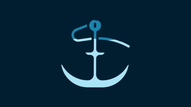 White Anchor Icon Isolated Blue Background Video Motion Graphic Animation — Stock video