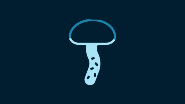 White Mushroom Icon Isolated Blue Background Video Motion Graphic Animation — Video Stock