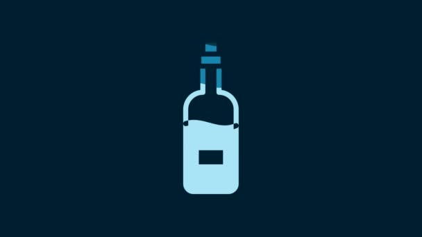 White Bottle Wine Icon Isolated Blue Background Video Motion Graphic — Video Stock