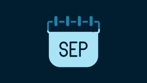 White September Calendar Autumn Icon Isolated Blue Background Video Motion — Vídeos de Stock