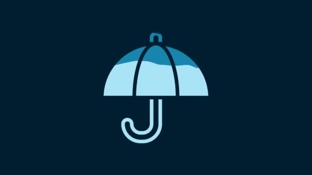 White Umbrella Icon Isolated Blue Background Insurance Concept Waterproof Icon — Stock video