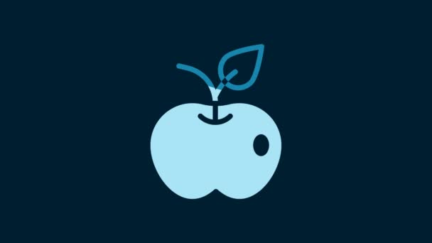 White Apple Icon Isolated Blue Background Excess Weight Healthy Diet — Vídeo de Stock