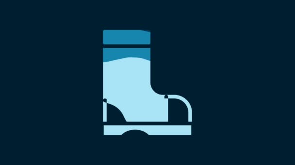 White Waterproof Rubber Boot Icon Isolated Blue Background Gumboots Rainy — Stockvideo
