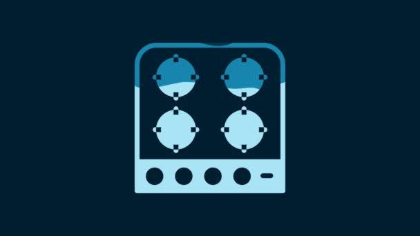 White Gas Stove Icon Isolated Blue Background Cooktop Sign Hob — 비디오