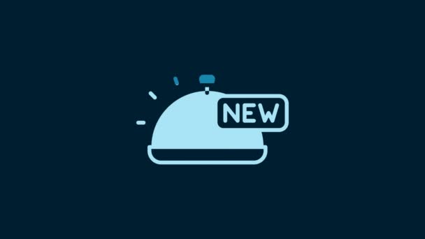 White Covered Tray Food Icon Isolated Blue Background Tray Lid — Wideo stockowe