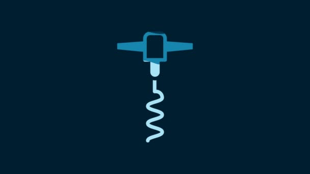White Wine Corkscrew Icon Isolated Blue Background Video Motion Graphic — Video