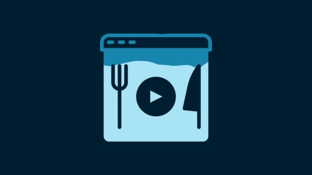 White Cooking Live Streaming Icon Isolated Blue Background Video Motion — Stock videók