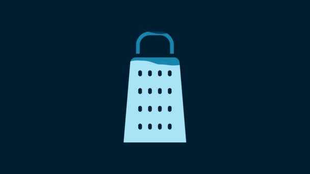White Grater Icon Isolated Blue Background Kitchen Symbol Cooking Utensil — Wideo stockowe