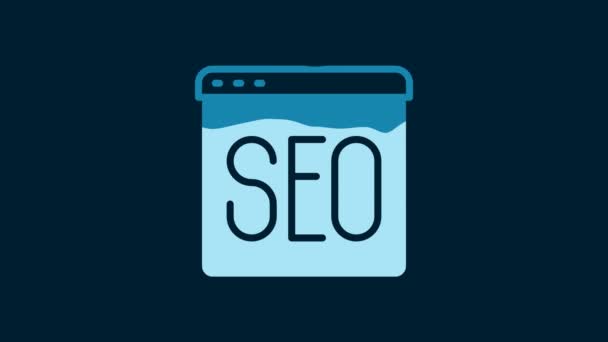 White Seo Optimization Icon Isolated Blue Background Video Motion Graphic — Stock Video